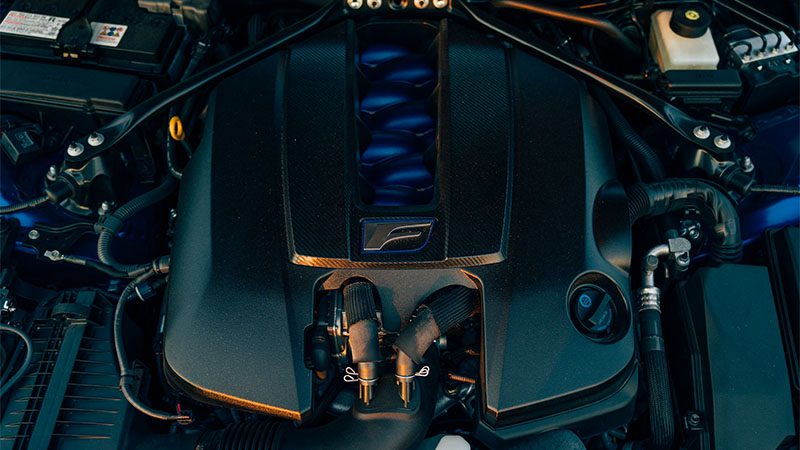 closeup photo of a Lexus vehicle engine