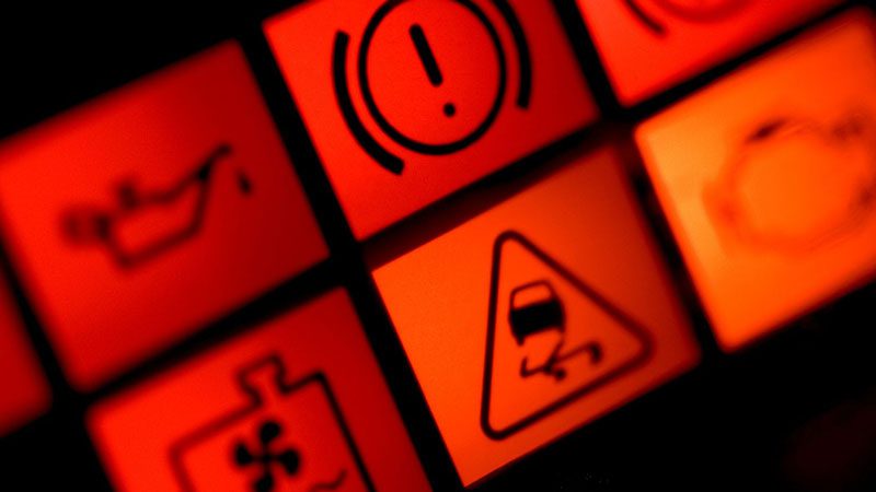 Various car warning lights displayed on dashboard, highlighting possible alerts when vehicle enters limp mode.