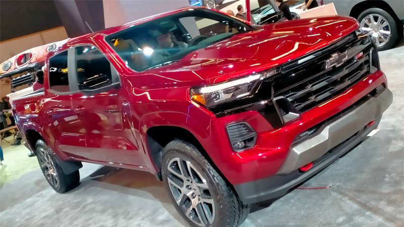 Close-up of a Chevrolet Colorado – A midsize pickup truck known for its fuel efficiency and robust performance.