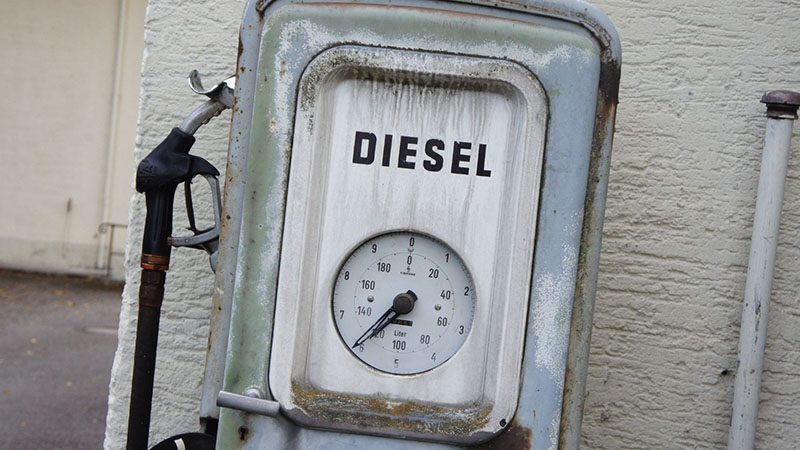 Close-up view of a diesel fueling station.