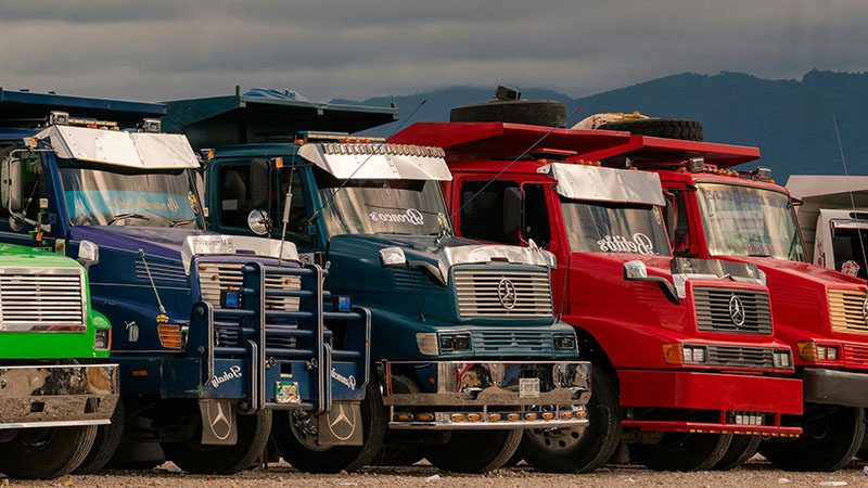 Old diesel Mercedes trucks