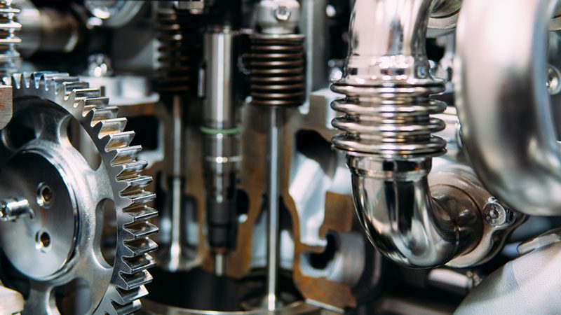 Close-up of high-quality engine parts, showcasing precision and durability for optimal engine performance.