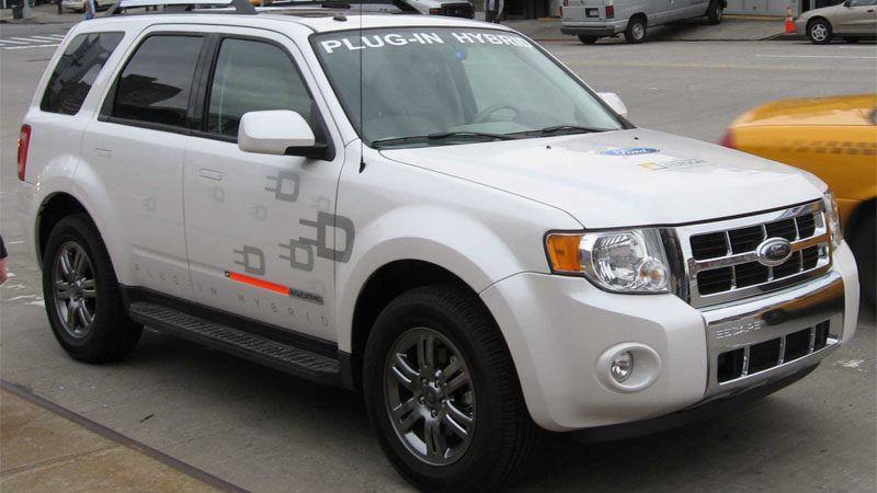 Close-up view of the Ford Escape Plug-In Hybrid, showcasing its sleek design and advanced hybrid technology.