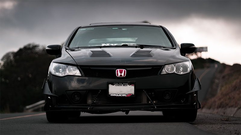 A Close-Up Shot of a Black Honda Civic Car