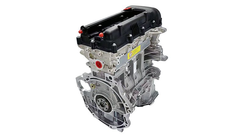 Close-up of G4FA engine for Hyundai and Kia models, highlighting key components.