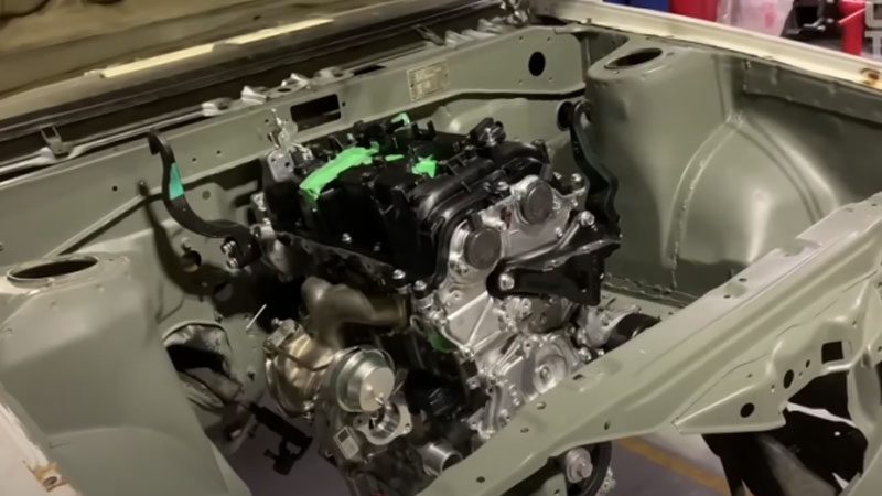 Close up of Toyota G16E-GTS engine.