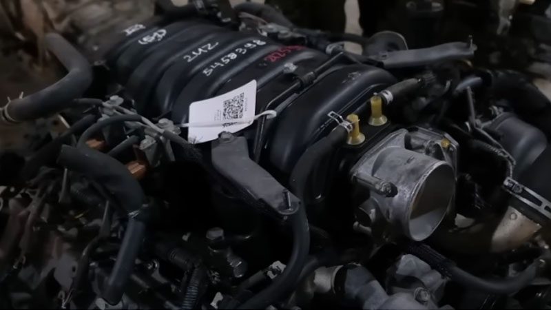 Close up of Toyota 2UZ-FE engine.