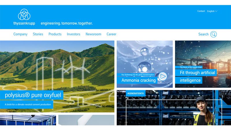 Homepage screenshot of Thyssenkrupp AG