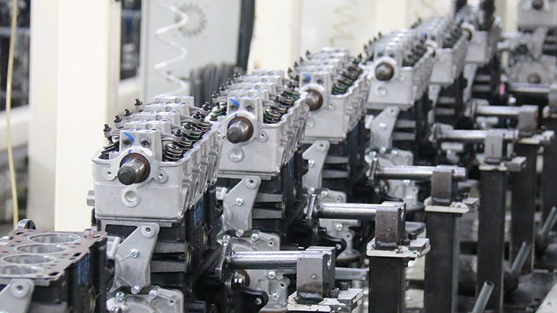 Auto engine assembly line at Nanjing Woda Auto Technology Co., Ltd. factory.