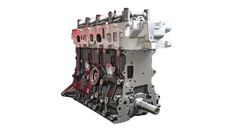 Close-up view of a Toyota 22R bare engine.