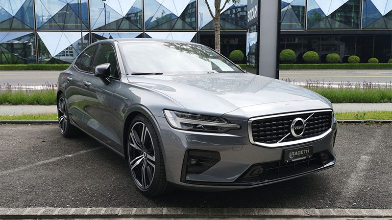 Close-up view of the Volvo S60, showcasing its stylish exterior and premium design features.