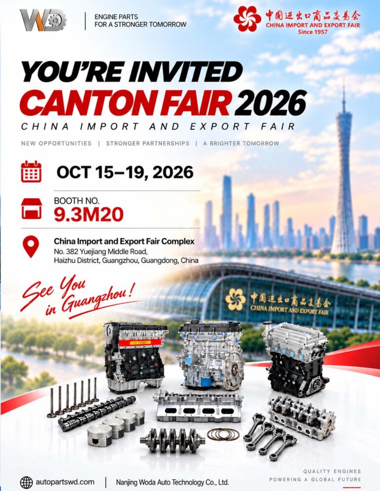 Invitación de Woda Auto a la Feria de Cantón 2026 en el stand 9.3M20 en Guangzhou, China.