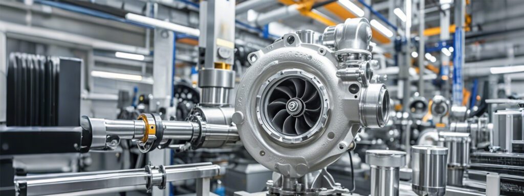 Exposição de turbocompressores premium, demonstrando seu design avançado e capacidade de aumentar a eficiência e o desempenho do motor.