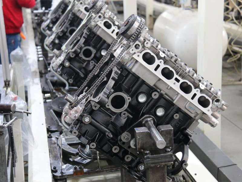 Engine production line inside Nanjing Woda Auto Technology’s factory