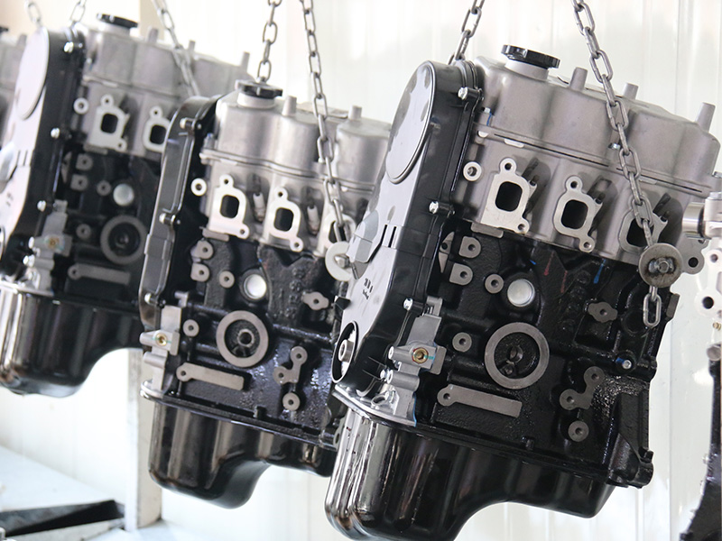 Auto engines assembled at Woda Auto's factory line.