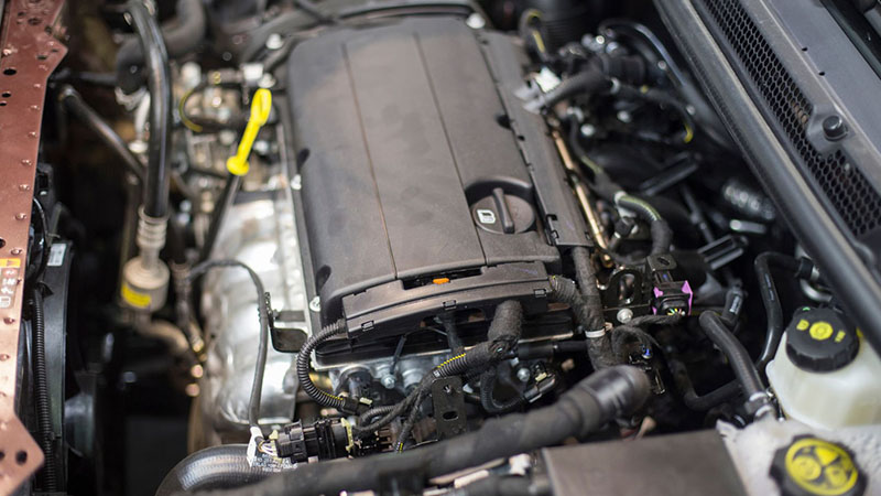 Close-up of automotive engine.