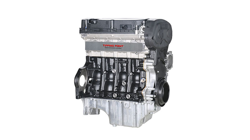 Front view of Chevrolet Aveo F16D4 long block engine assembly.