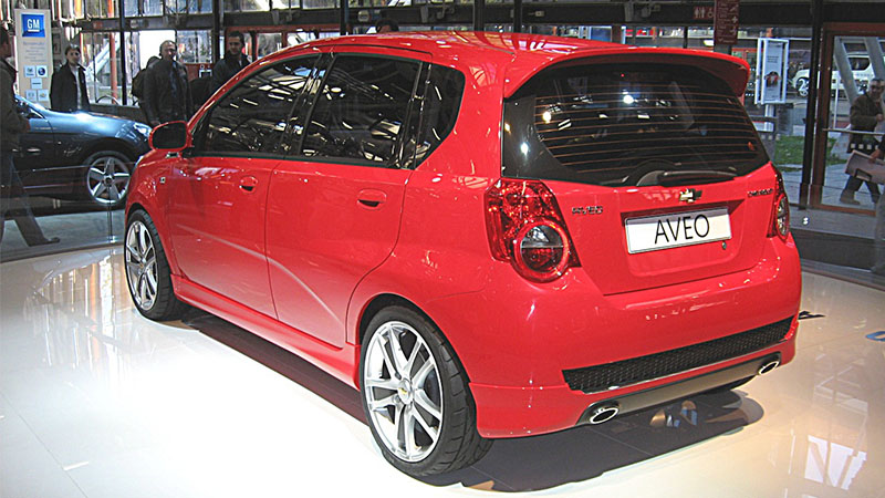 Rear view of Chevrolet Aveo 2008 compact sedan.