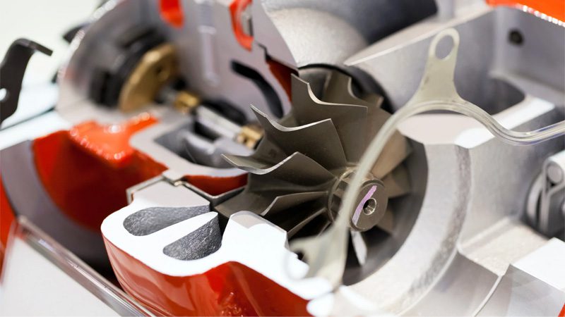 Close-up of turbocharger wings.