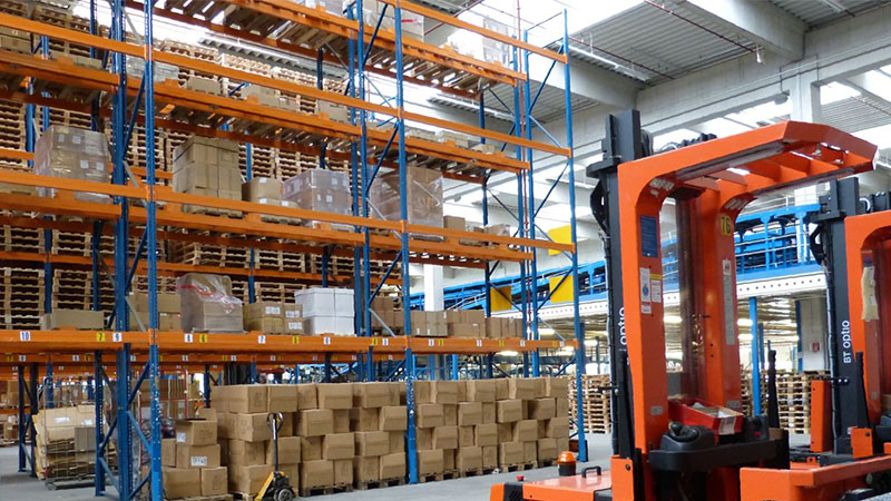 View of a distributor warehouse with engine inventory ready for local sales and delivery.