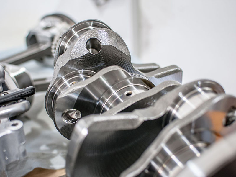 Close-up of a new automotive crankshaft