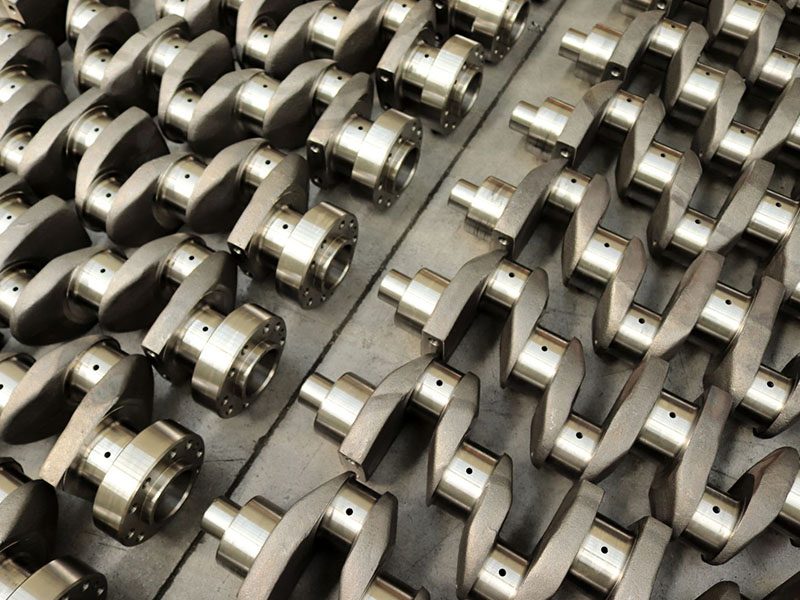 Close-up of new automotive crankshafts