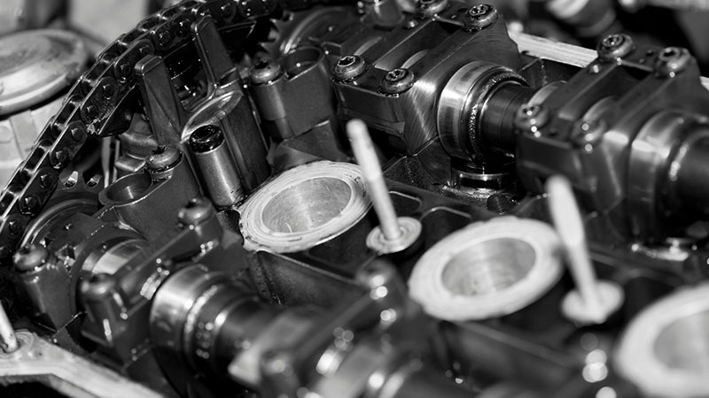 Close-up of a cylinder head.