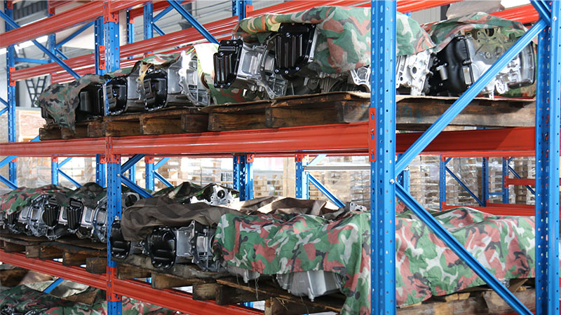 Warehouse inventory at direct engine supplier facility.