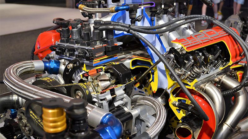 Race Car Engine on display.
