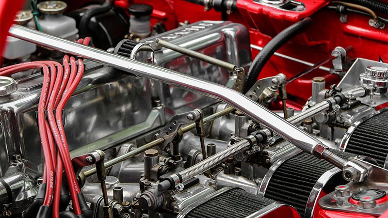 Nissan 240Z engine bay tuned.