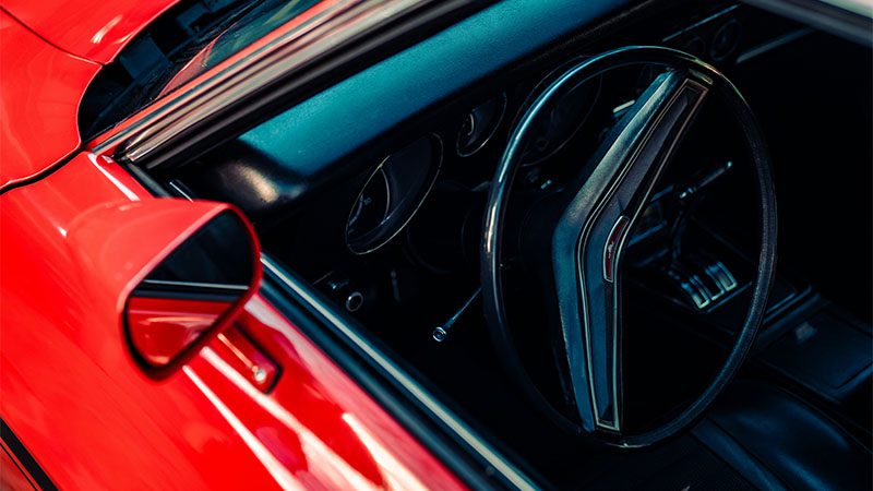 Vintage car interior photo.