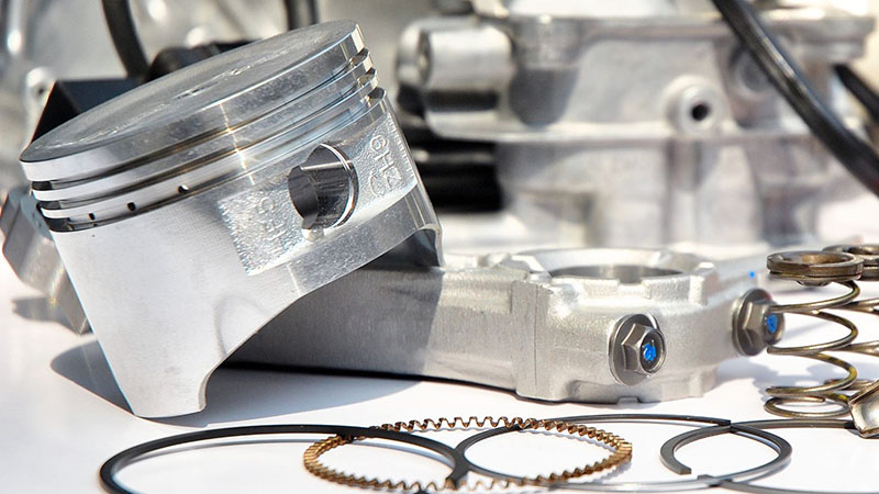 Close-up of engine parts.