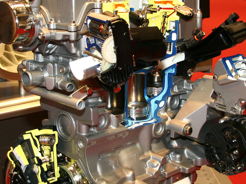 Close-up of a Fiat FIRE engine showing engine components and layout.