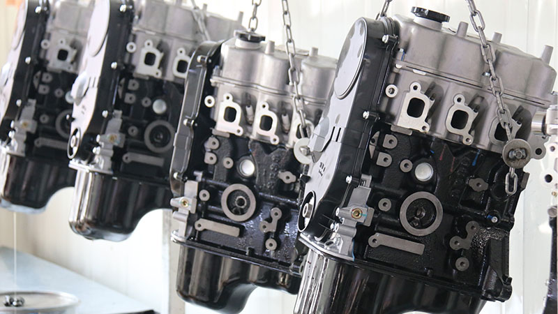 New engines assembled on production line at Woda Auto factory.