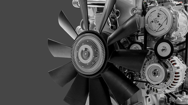 Close-up of a diesel engine.