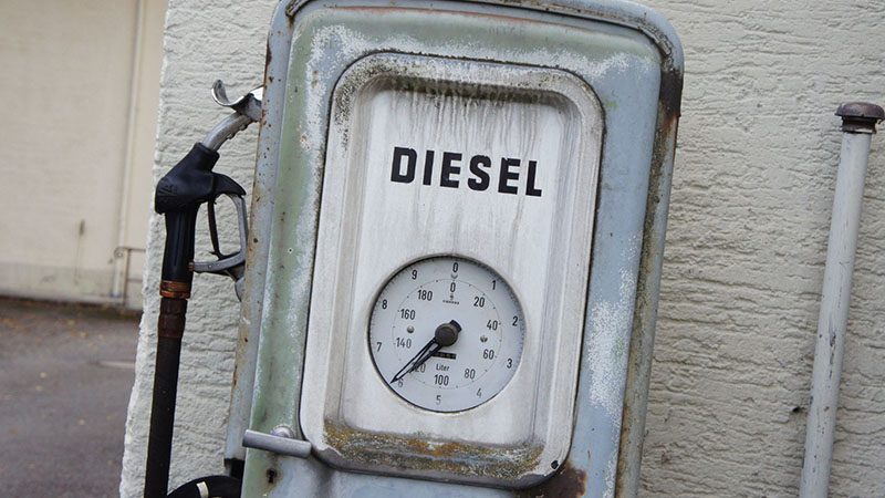 Diesel fuel pump at a gas station.