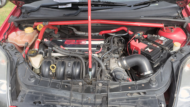 Ford Fiesta Mk6 engine under the hood.