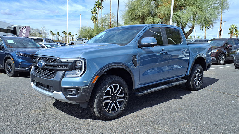Front view of Ford Ranger Lariat pickup truck.