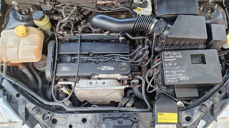 Close-up of Ford 2.0L Zetec engine.