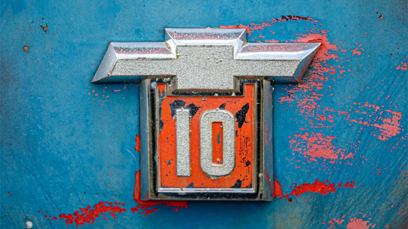 Close-up view of a Chevrolet logo.