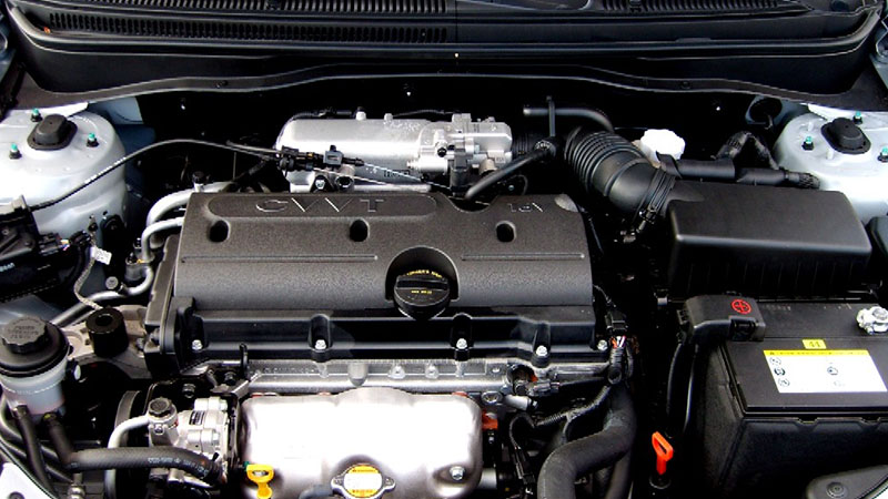 Close-up view of a Kia engine bay under the hood.