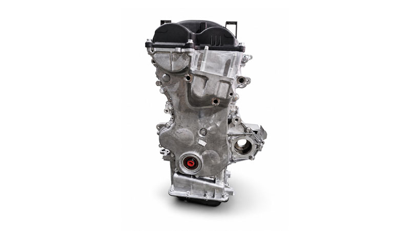 Opposite side view of a G4LA long block engine showing its external components.
