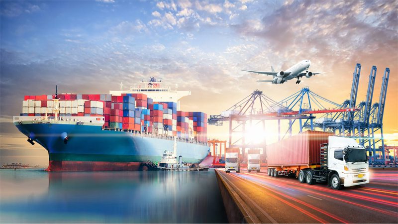 Types of global shipping: sea, land, and air transportation methods used for international trade and logistics.