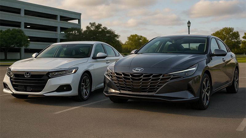 Veículos Honda e Hyundai lado a lado destacando a comparação das marcas
