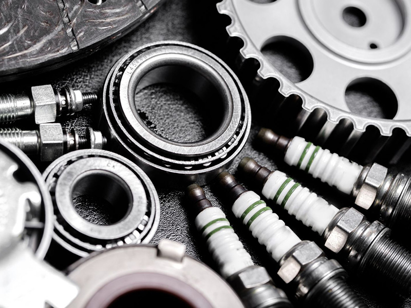 Close-up of automotive parts showing details and textures for B2B distribution.
