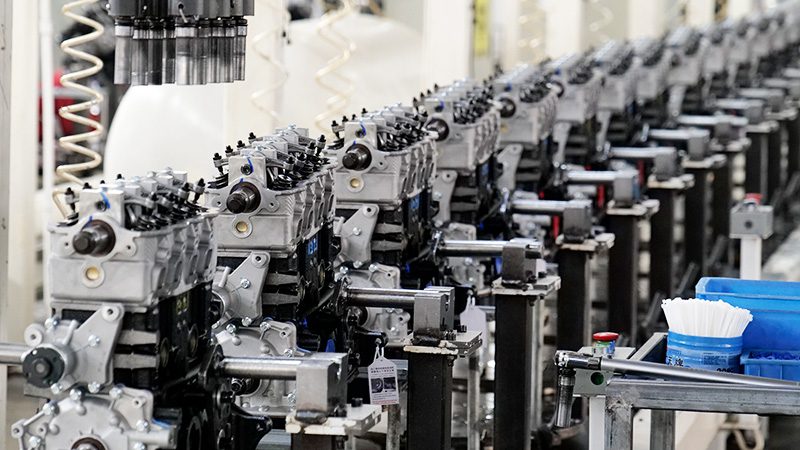 Auto engine production line at Nanjing Woda Auto Technology's factory.