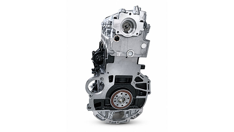 Side view of a D4EB long block engine.