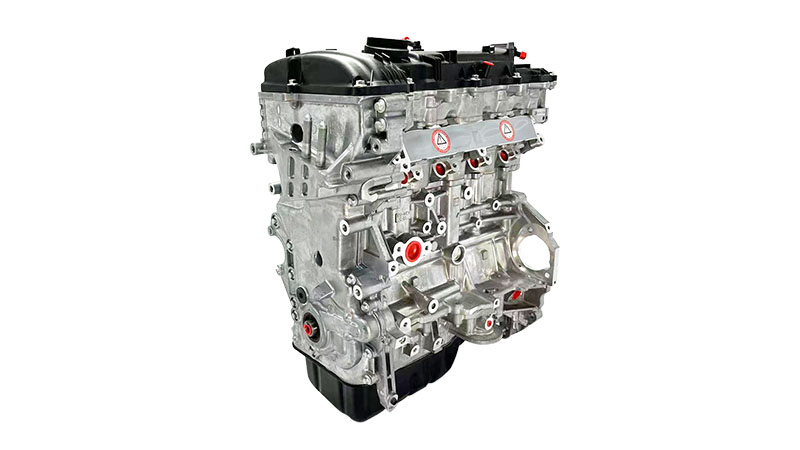 Close-up view of a Hyundai G4NG 2.0L Nu engine long block.
