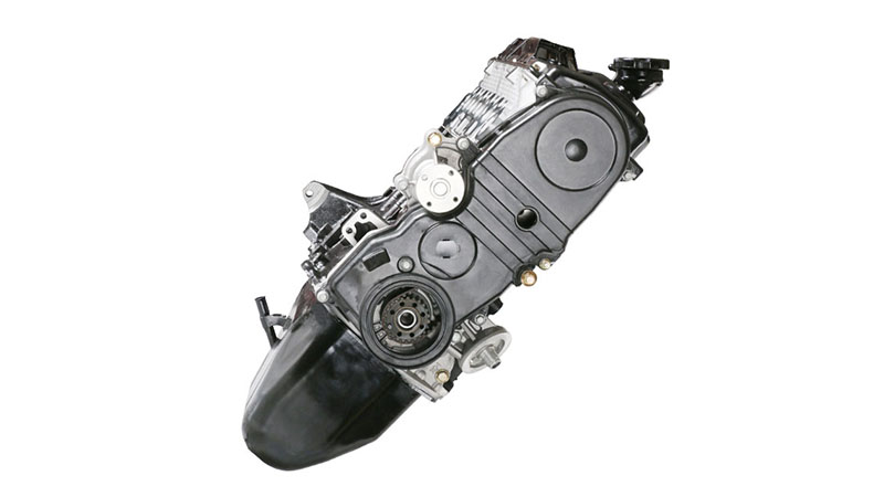 Side view of a Mitsubishi 4G15 bare engine.