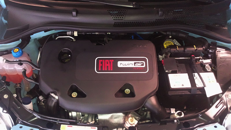 Close-up of a Fiat TwinAir engine.